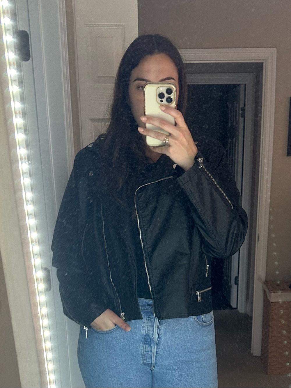 Bernardo Black Faux Leather Jacket with Zipper